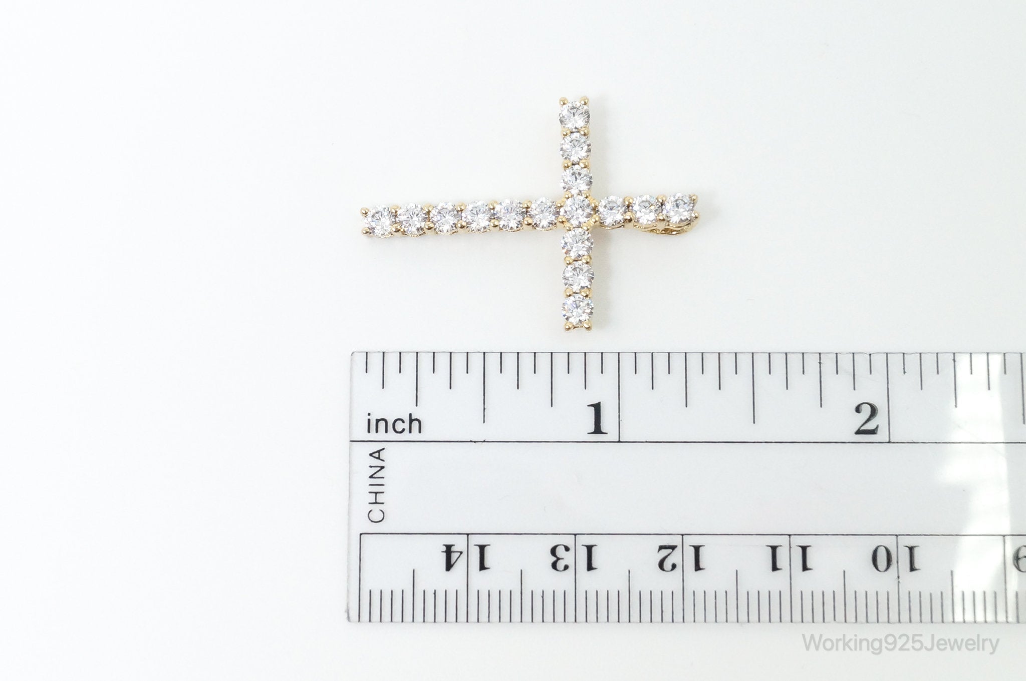 Vintage Cubic Zirconia Gold Vermeil Cross Sterling Silver Pendant | Jewelry > Necklaces > Pendants | Wiccan Center
