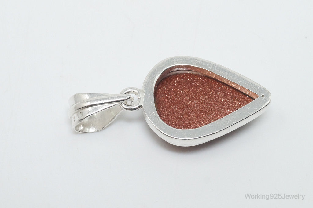 Vintage Large Goldstone Sterling Silver Southwestern Necklace Pendant | Jewelry > Necklaces > Pendants | Wiccan Center