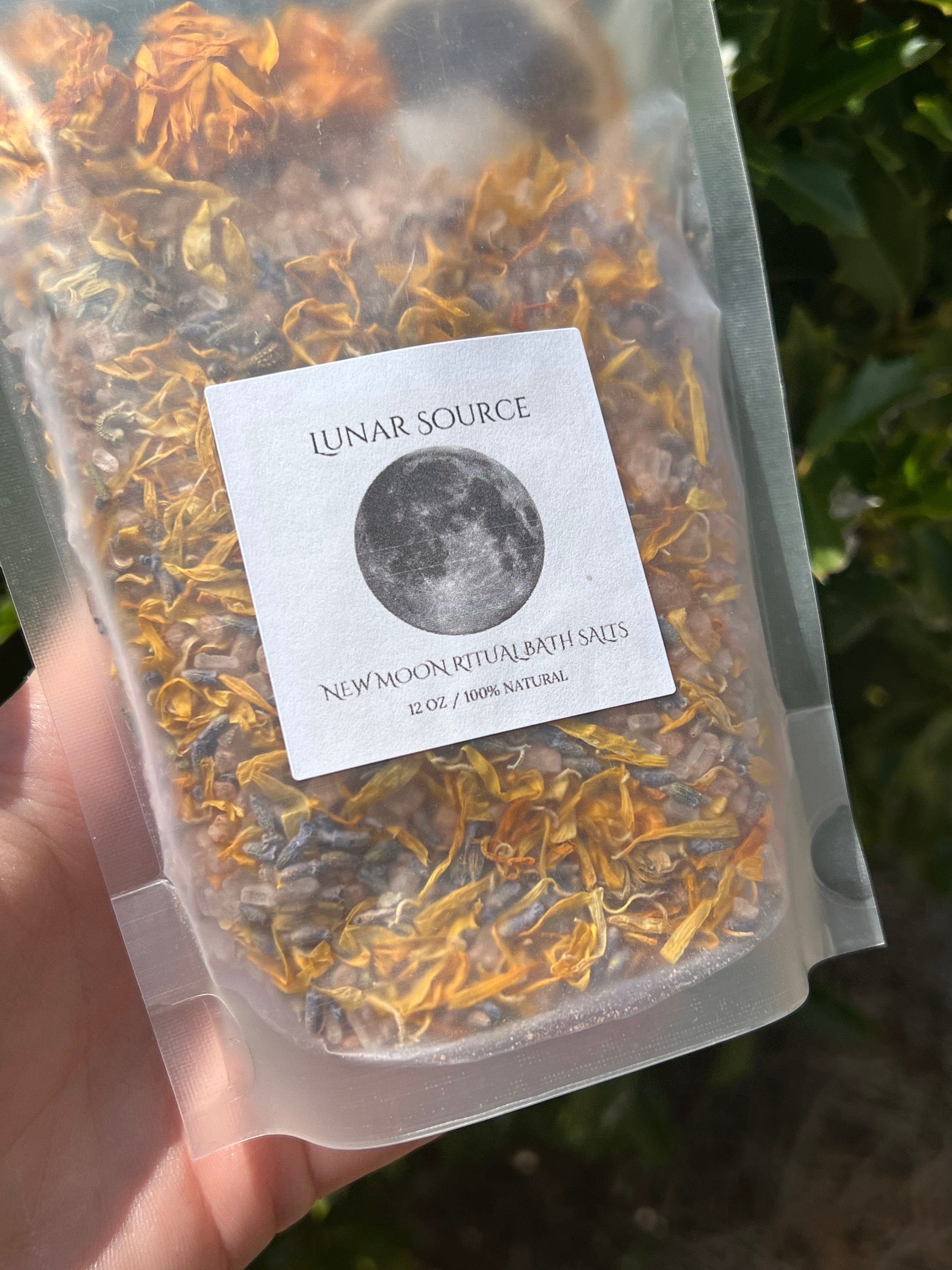 New Moon Ritual Bath Salts | New Beginnings Spiritual Witchy Energy Clearing Herbal Clear Quartz Crystal Bath Soak | Artemis Luna Goddess | | Wiccan Center