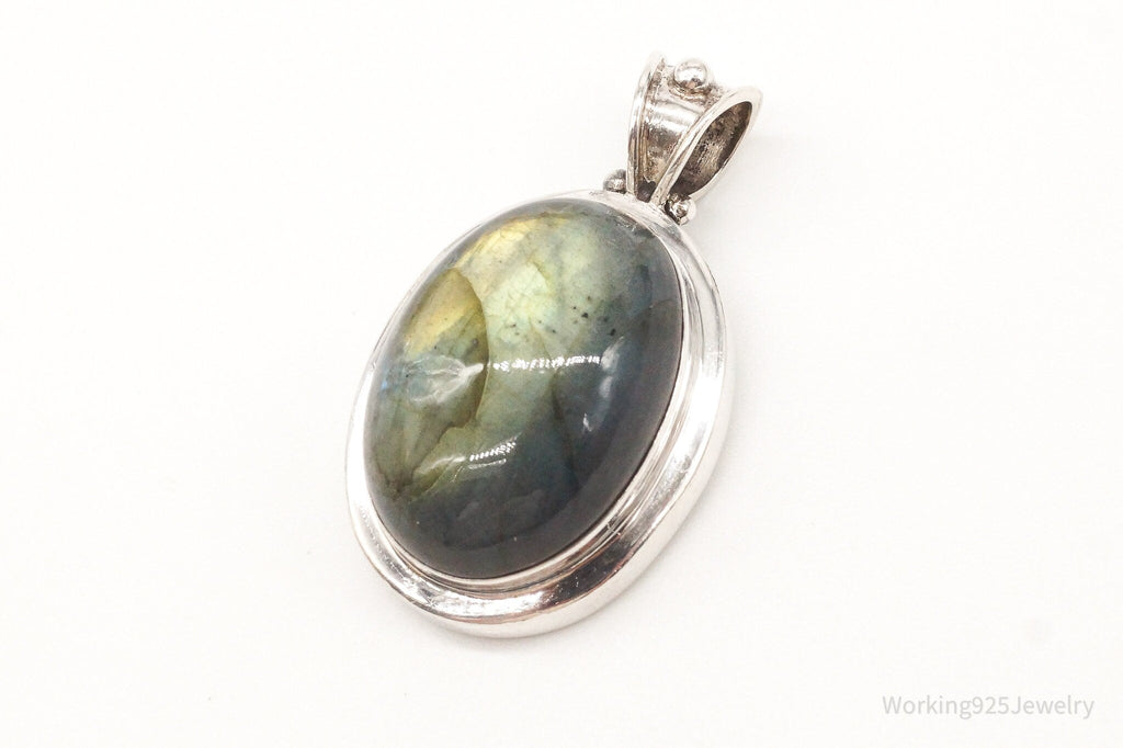 Vintage Large Labradorite Sterling Silver Pendant | Jewelry > Necklaces > Pendants | Wiccan Center
