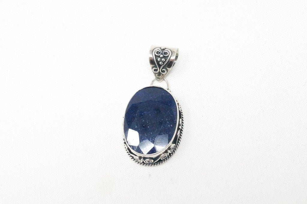 Vintage Designer BJC Lapis Lazuli Bali Scroll Sterling Silver Necklace Pendant | Jewelry > Necklaces > Pendants | Wiccan Center