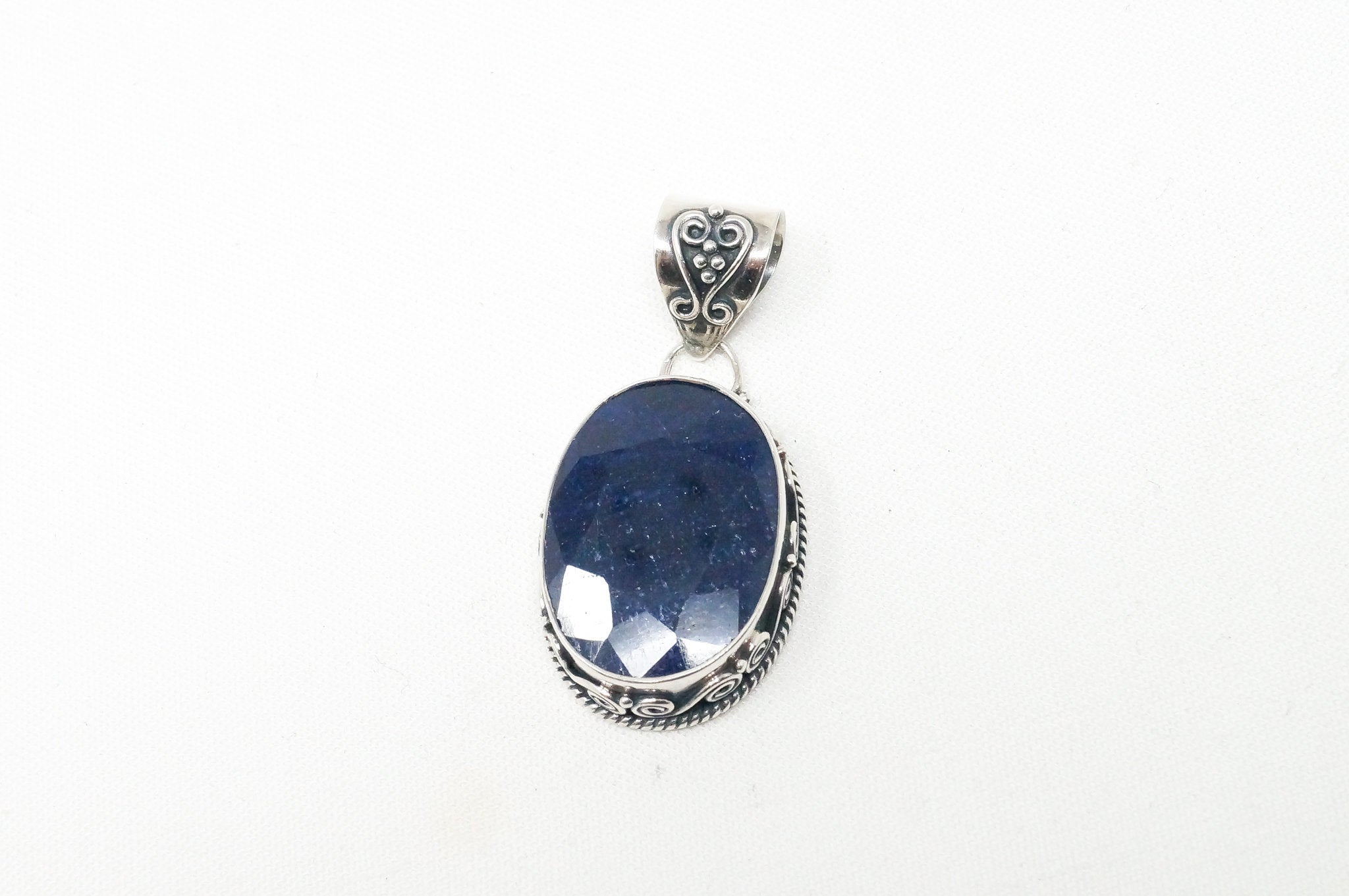 Vintage Designer BJC Lapis Lazuli Bali Scroll Sterling Silver Necklace Pendant | Jewelry > Necklaces > Pendants | Wiccan Center