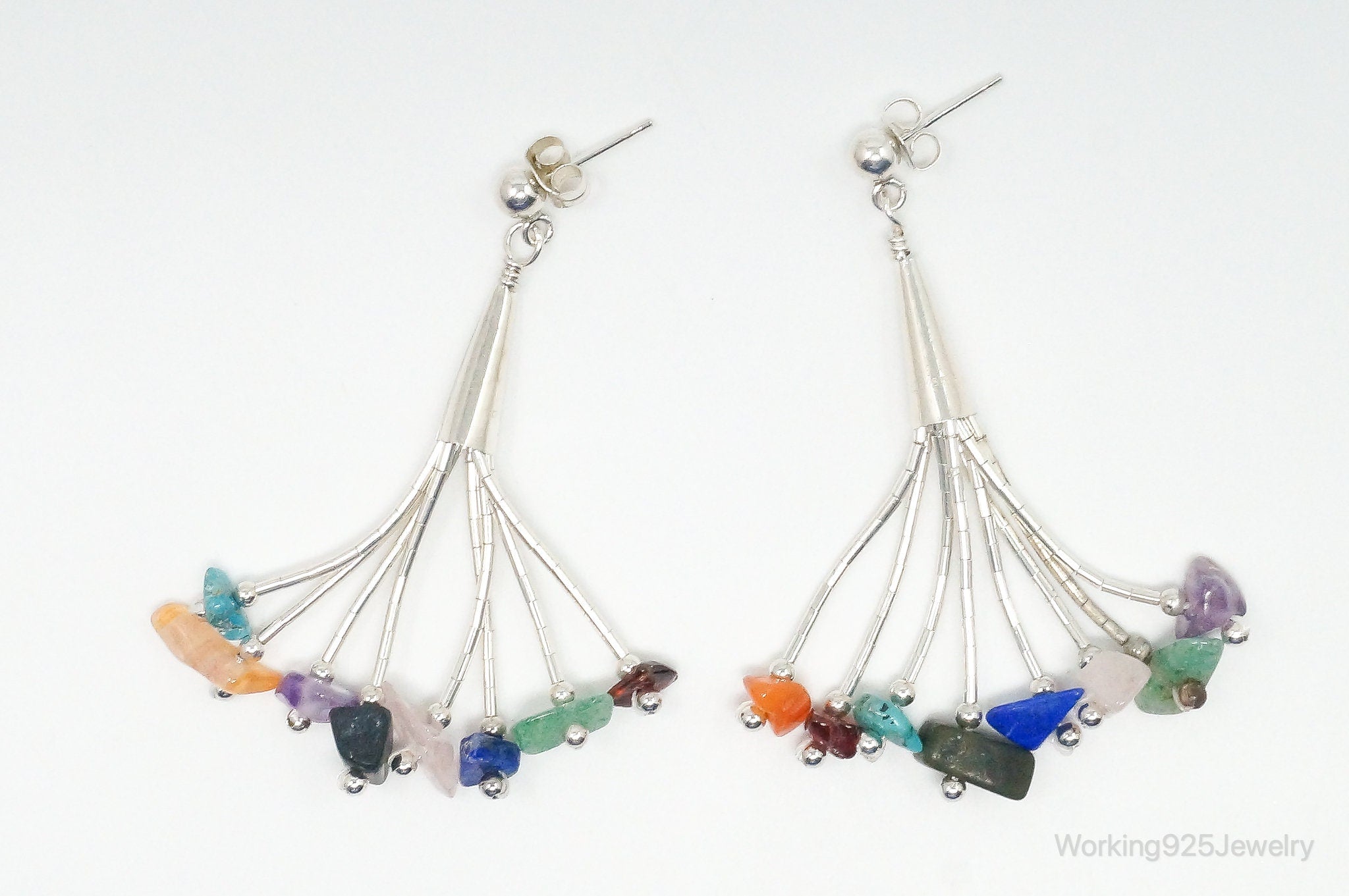 Vintage Designer CJC Multi Gem Sterling Silver Earrings | Jewelry > Earrings | Wiccan Center