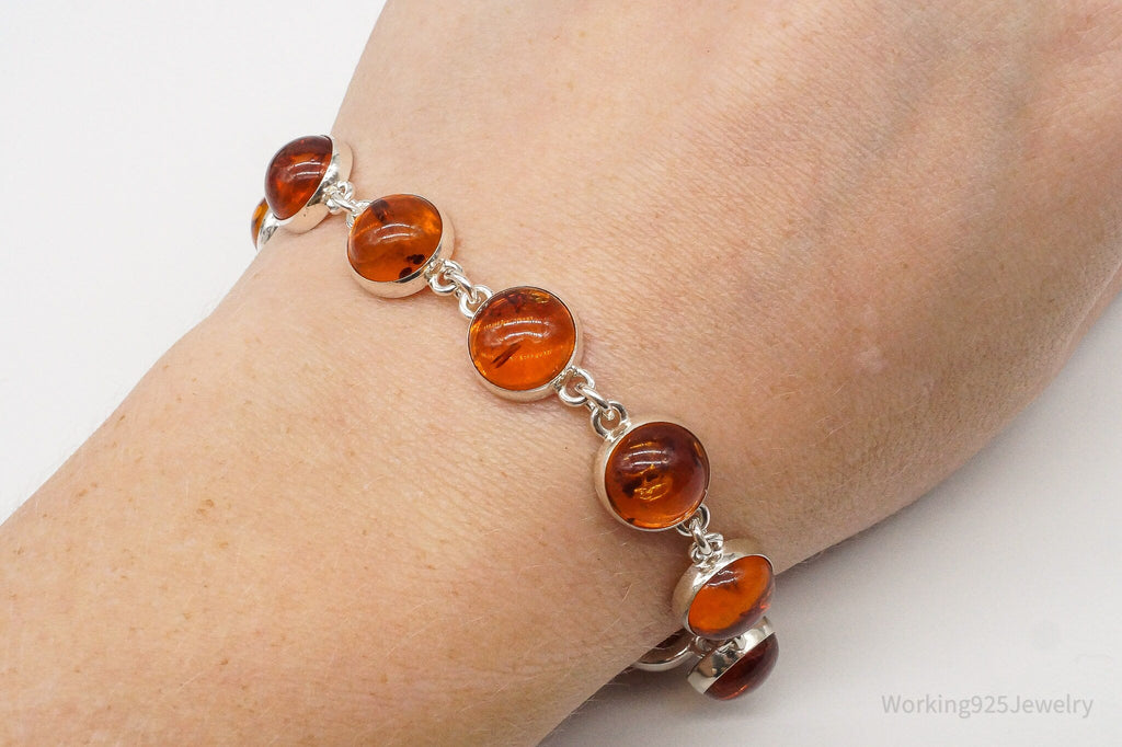 Vintage Amber Modernist Sterling Silver Bracelet | Jewelry > Bracelets | Wiccan Center