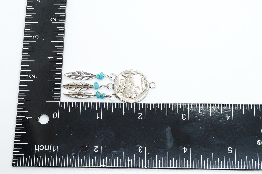 Vintage Native American Made Buffalo Nickel Turquoise Sterling Silver Pendant | Jewelry > Necklaces > Pendants | Wiccan Center