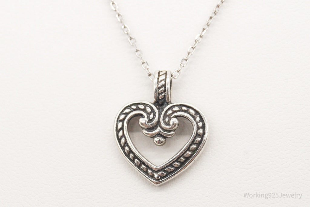 Vintage Designer ATI Art Deco Open Heart Sterling Silver Necklace | Jewelry > Necklaces > Pendants | Wiccan Center