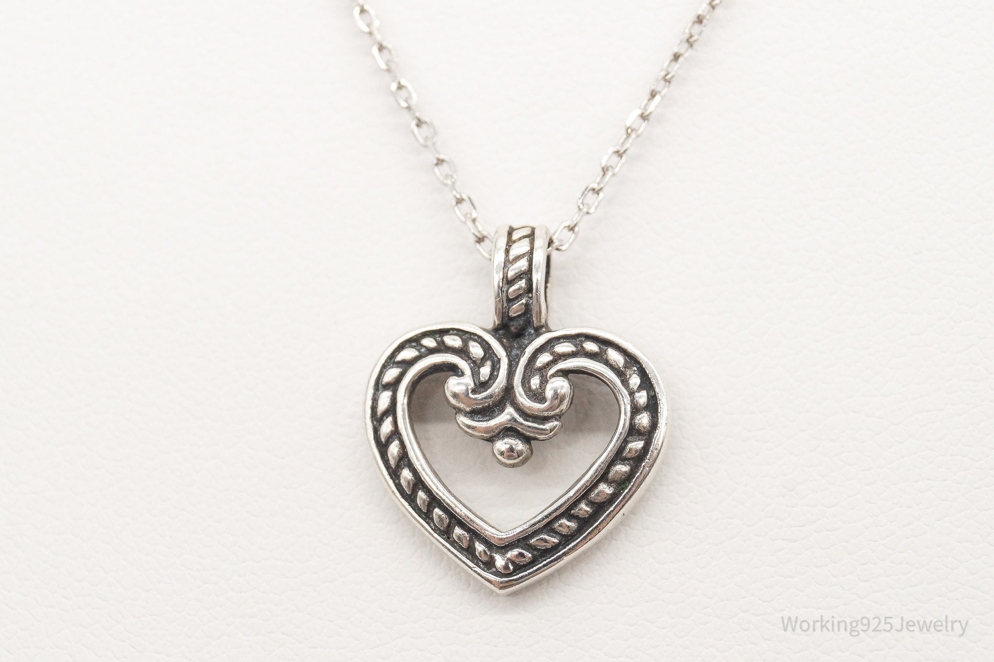 Vintage Designer ATI Art Deco Open Heart Sterling Silver Necklace | Jewelry > Necklaces > Pendants | Wiccan Center