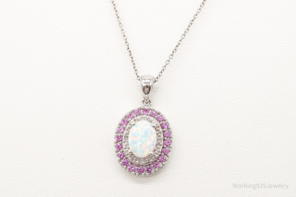 Opal Pink Topaz Cubic Zirconia Sterling Silver Necklace | Jewelry > Necklaces > Pendants | Wiccan Center