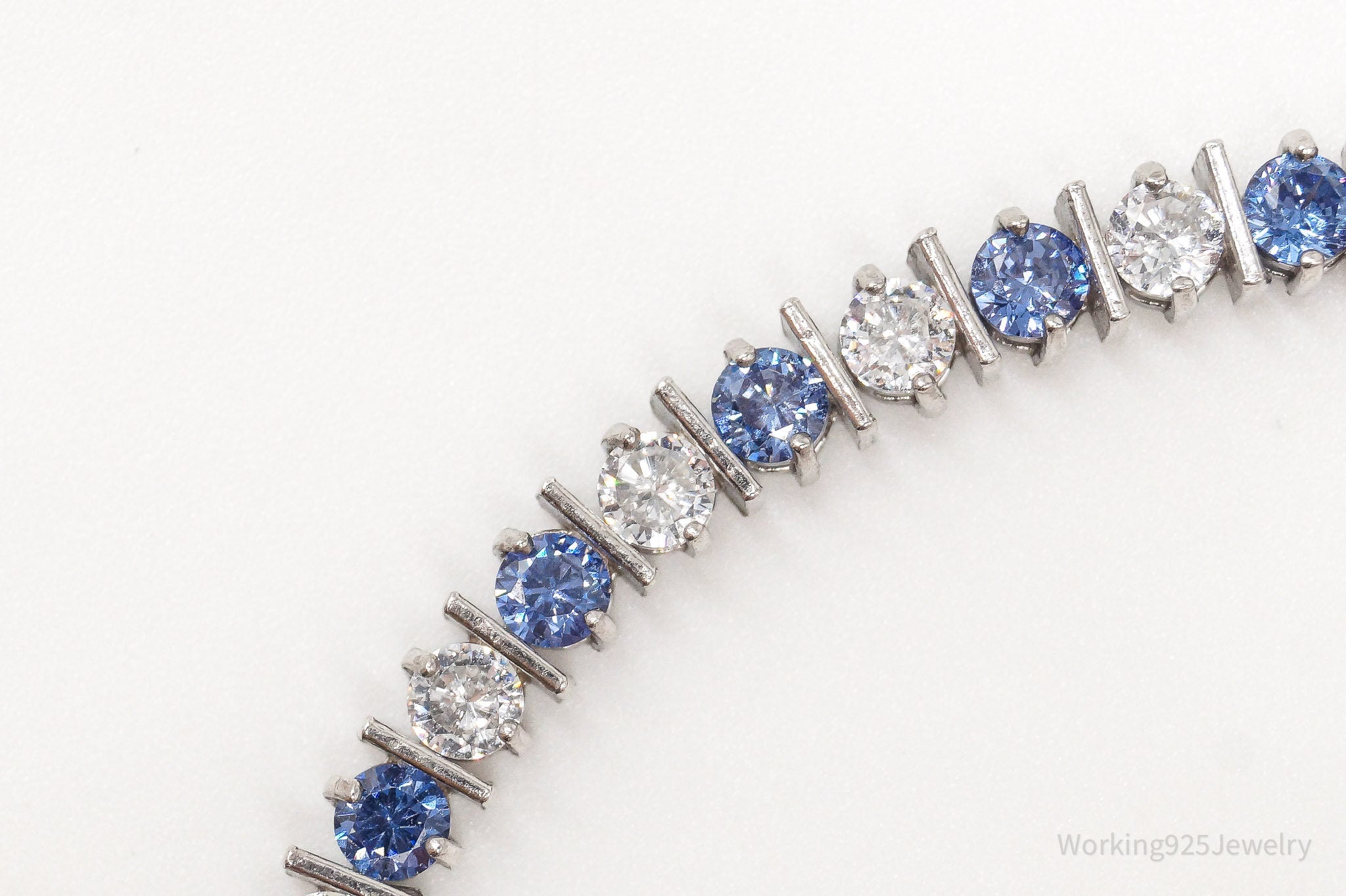 Vintage FAS Blue & White Cubic Zirconia Sterling Silver Bracelet | Jewelry > Bracelets | Wiccan Center
