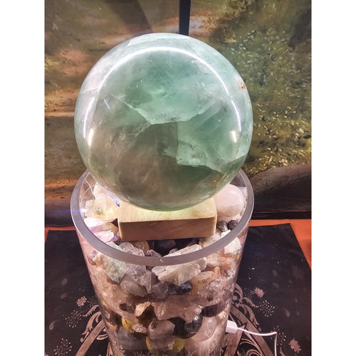 22lb Mixed Crystal Vase Collection - LED Fluorite Sphere & Amethyst | CrystalCloud Company | Crystal Decor & Home | Wiccan Center