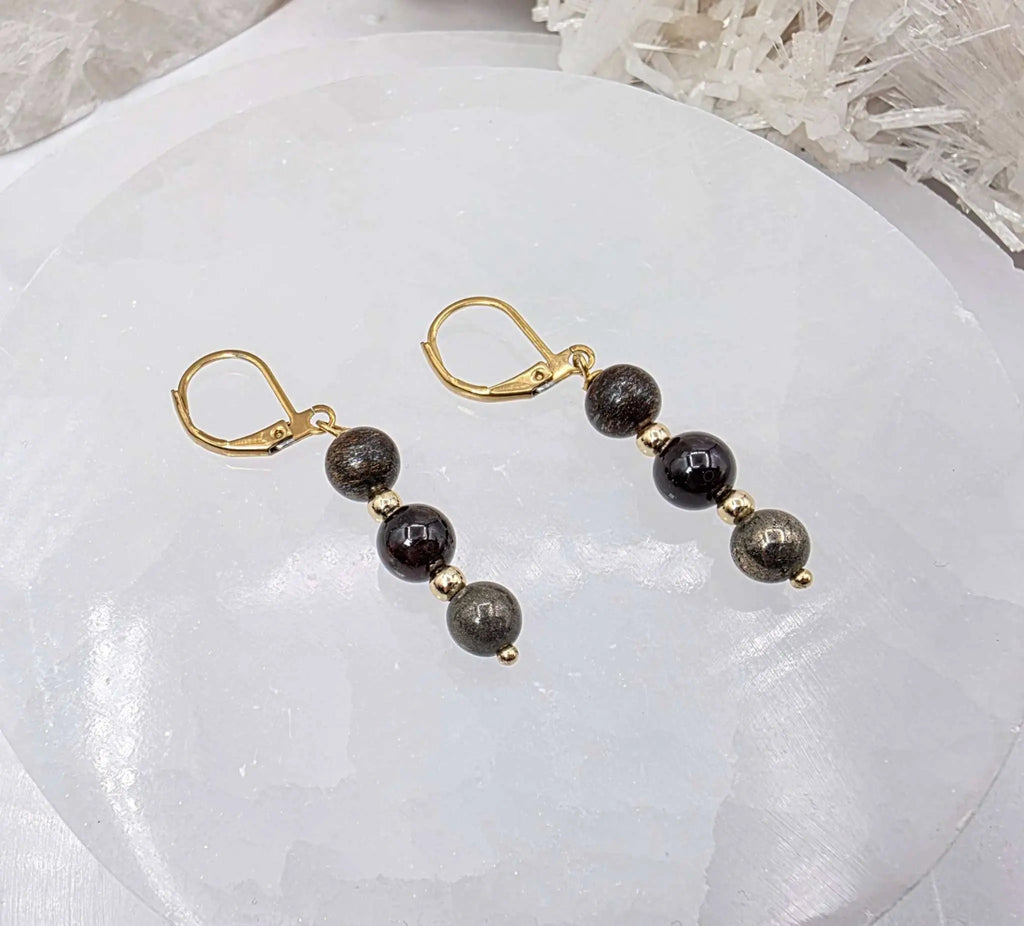 STAY IN MY POWER - Pyrite, Bronzite, Garnet Jewelry Set | Jewelry Set | Wiccan Center