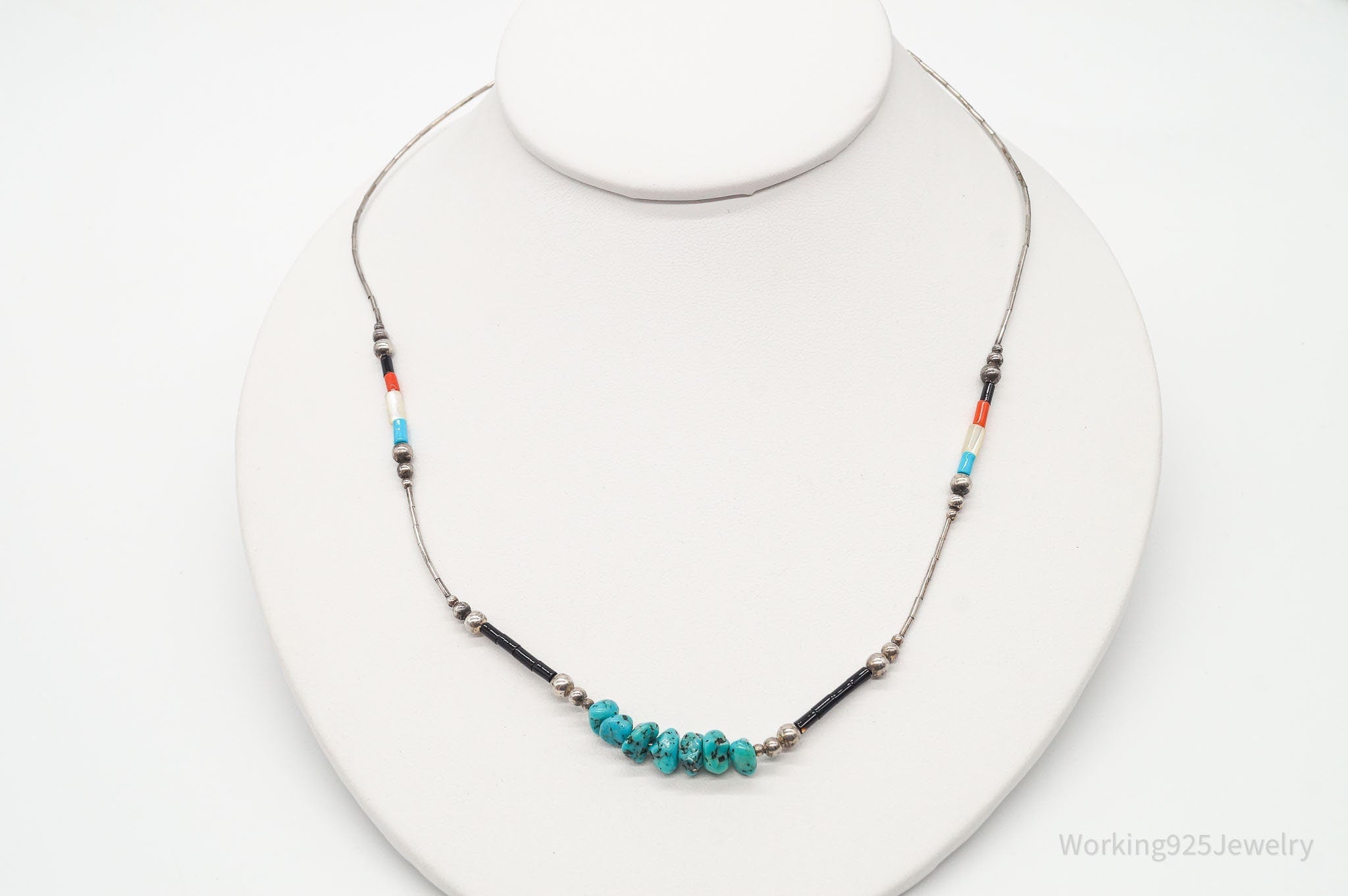 Vintage Native American Multi Gemstone Bead Silver Necklace | Jewelry > Necklaces | Wiccan Center