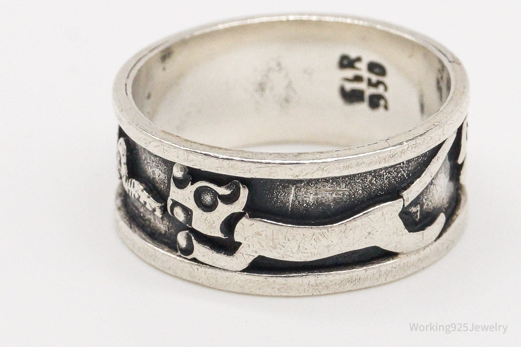 Vintage Tribal Symbols 950 Silver Band Ring - Size 6 | Jewelry > Rings | Wiccan Center