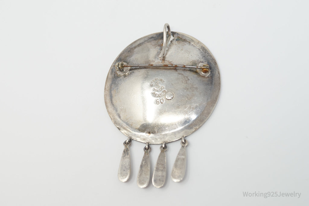 Vintage Taxco Mexico Signed CR Crushed Gemstone Sterling Silver Brooch | Jewelry > Necklaces | Wiccan Center