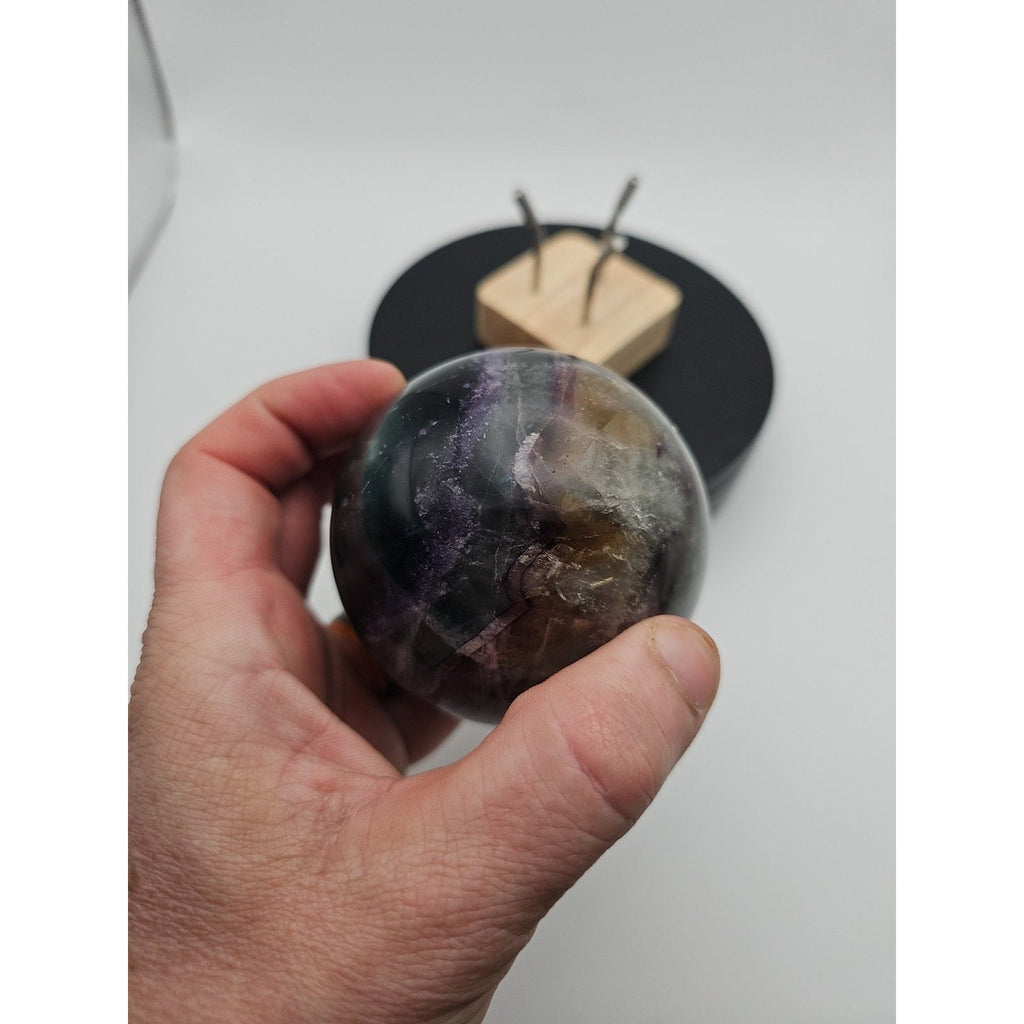 1.5LB Natural Colorful Fluorite Ball Quartz Crystal Energy Sphere crystal | Crystal Spheres & Eggs | Wiccan Center