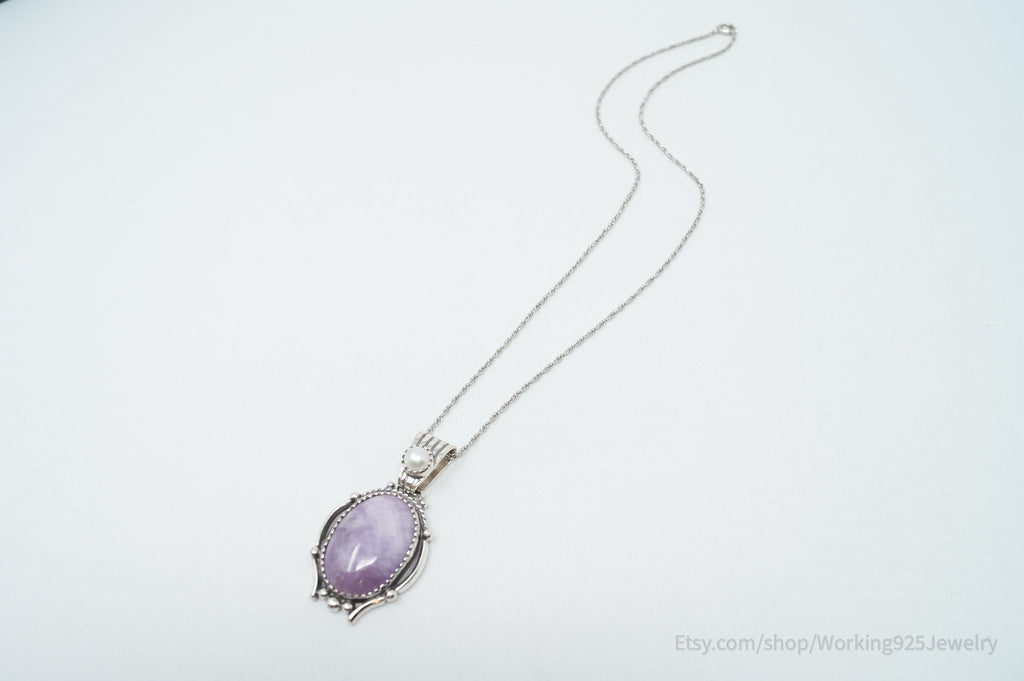Vintage Southwestern Charoite Pearl Sterling Silver Necklace | Jewelry > Necklaces > Pendants | Wiccan Center
