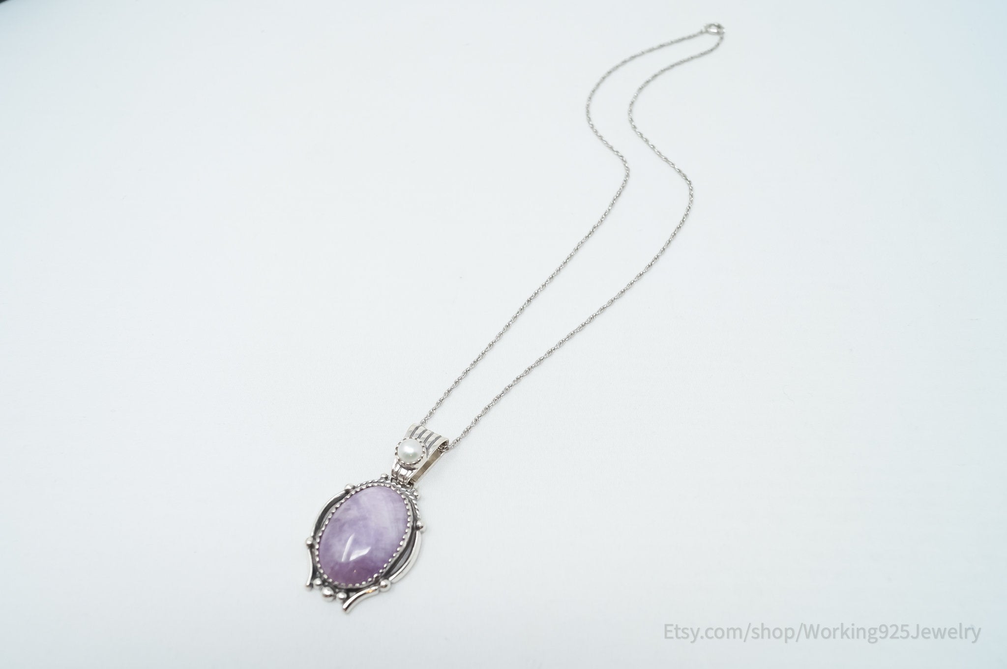 Vintage Southwestern Charoite Pearl Sterling Silver Necklace | Jewelry > Necklaces > Pendants | Wiccan Center