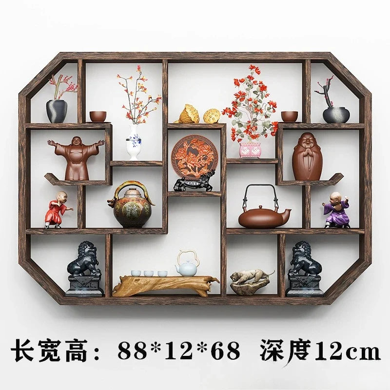 Solid Wood Duobao Bogu Display Shelf | Modern Chinese Curio Etagere | Shelving | Wiccan Center
