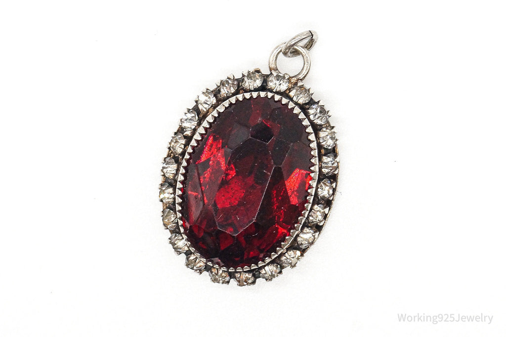 Antique Designer Martelli Glass Rhinestone Art Deco Sterling Silver Pendant | Jewelry > Necklaces > Pendants | Wiccan Center