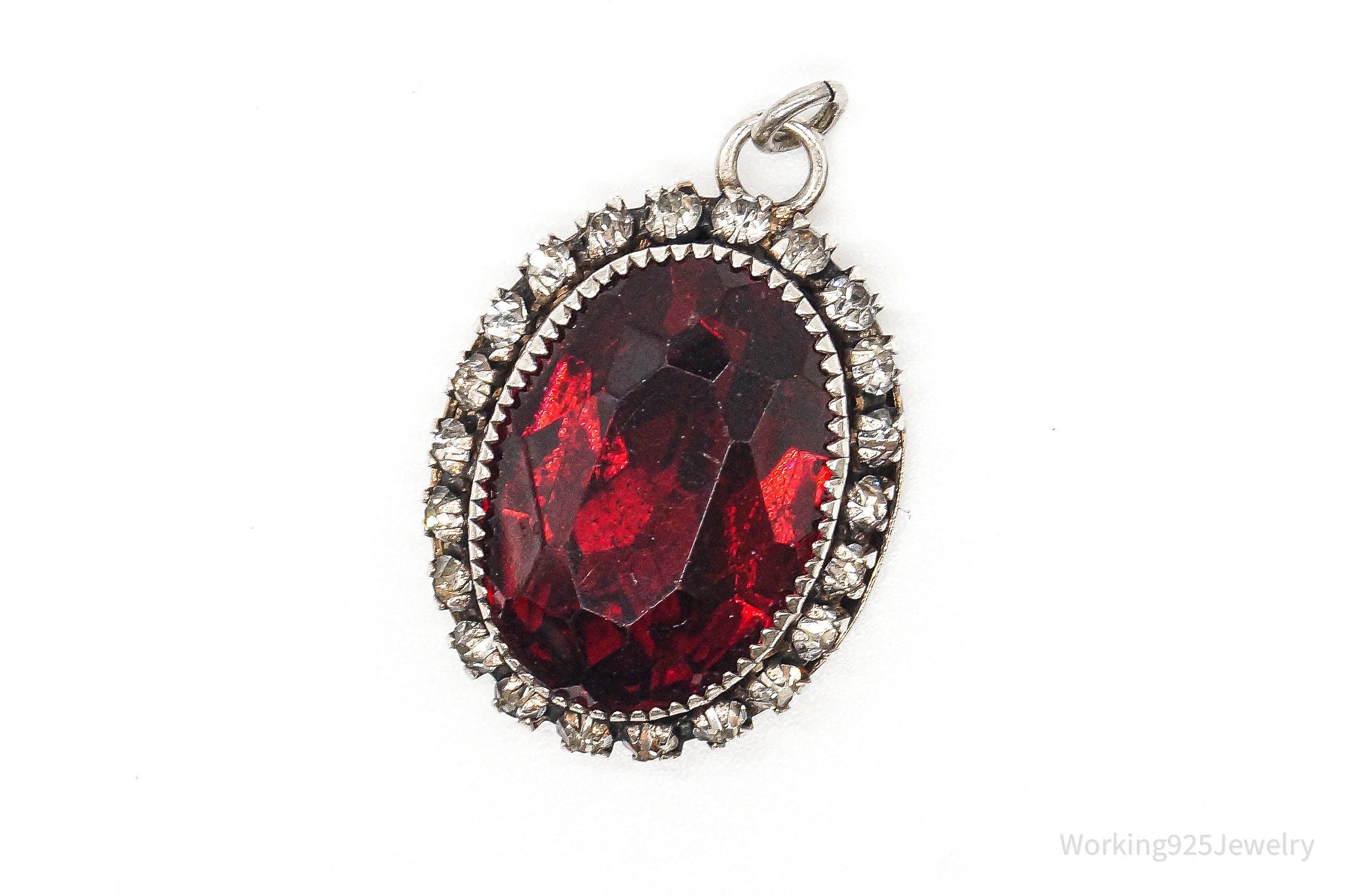 Antique Designer Martelli Glass Rhinestone Art Deco Sterling Silver Pendant | Jewelry > Necklaces > Pendants | Wiccan Center