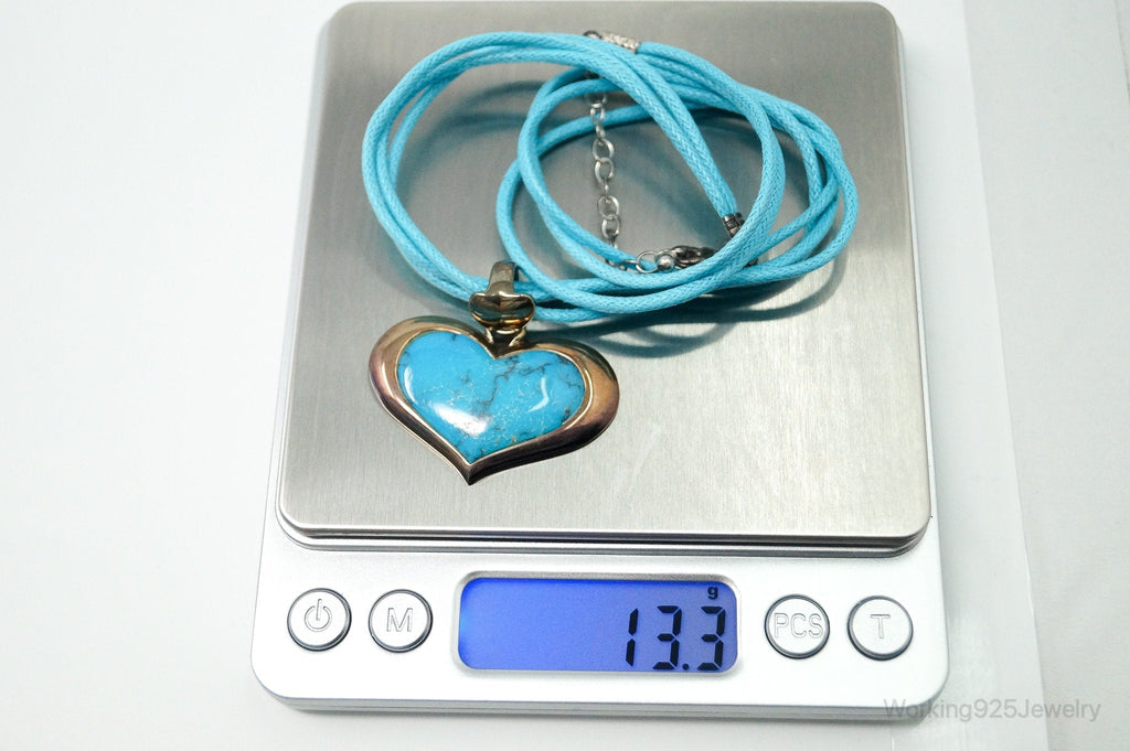 Designer SX Turquoise Heart Sterling Silver Cord Necklace | Jewelry > Necklaces > Pendants | Wiccan Center