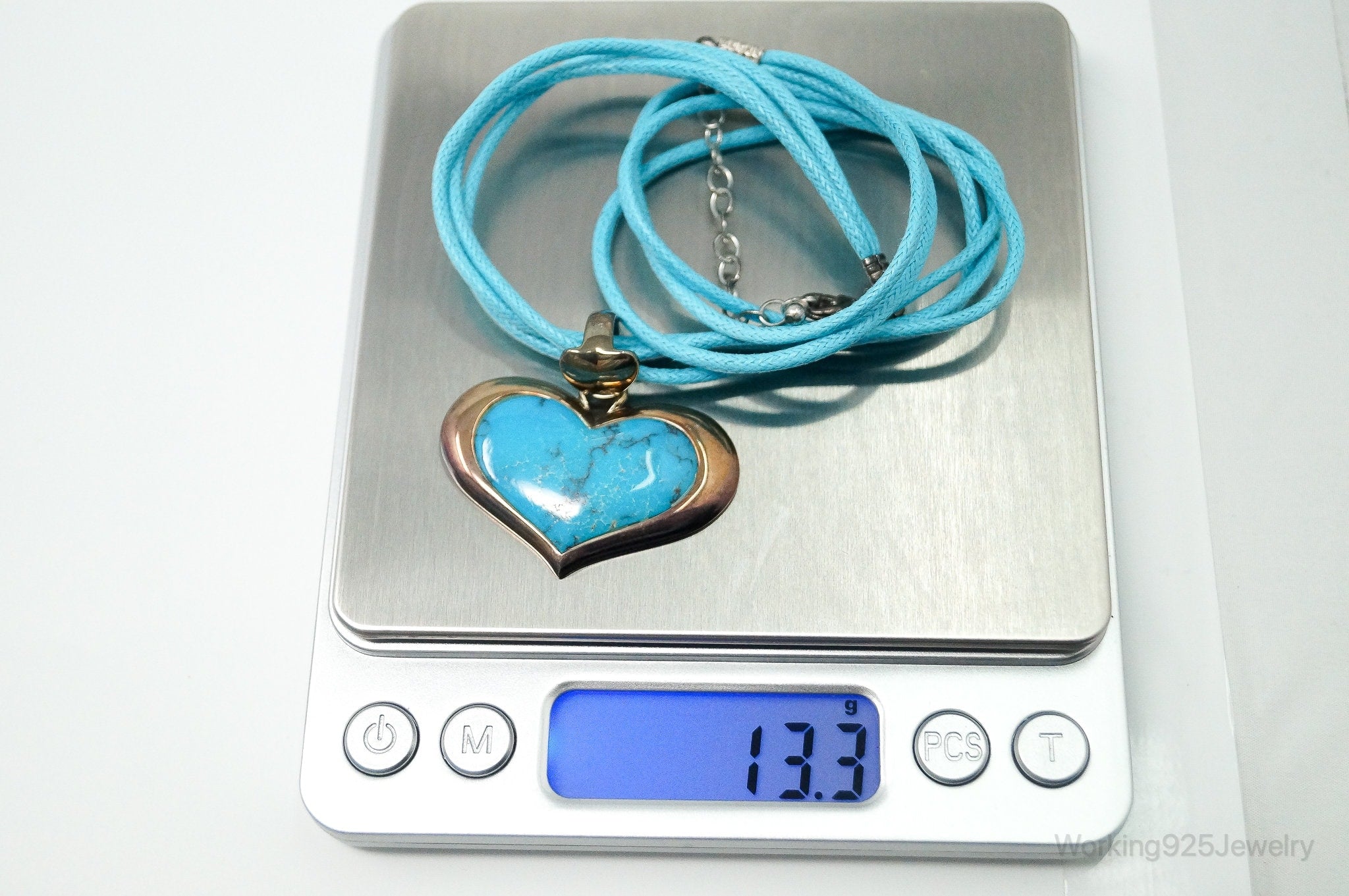 Designer SX Turquoise Heart Sterling Silver Cord Necklace | Jewelry > Necklaces > Pendants | Wiccan Center