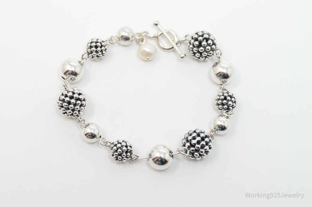 Vintage Designer Michael Dawkins Pearl Spotted Ball Sterling Silver Bracelet | Jewelry > Bracelets | Wiccan Center