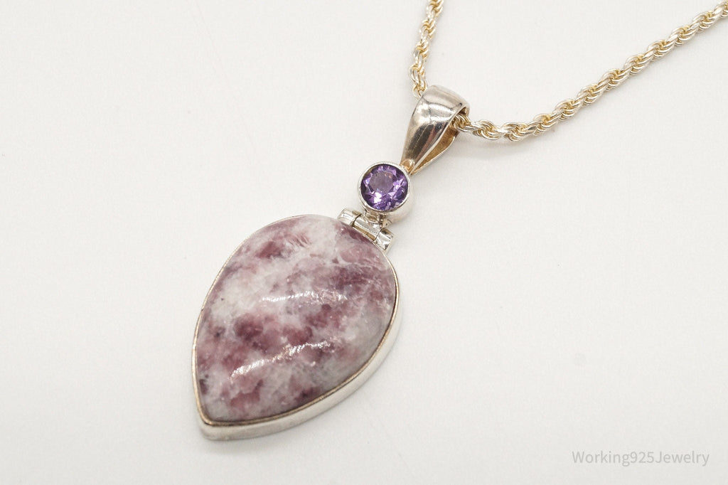 Vintage Designer TGGC Lepidolite Amethyst Sterling Silver Necklace | Jewelry > Necklaces > Pendants | Wiccan Center