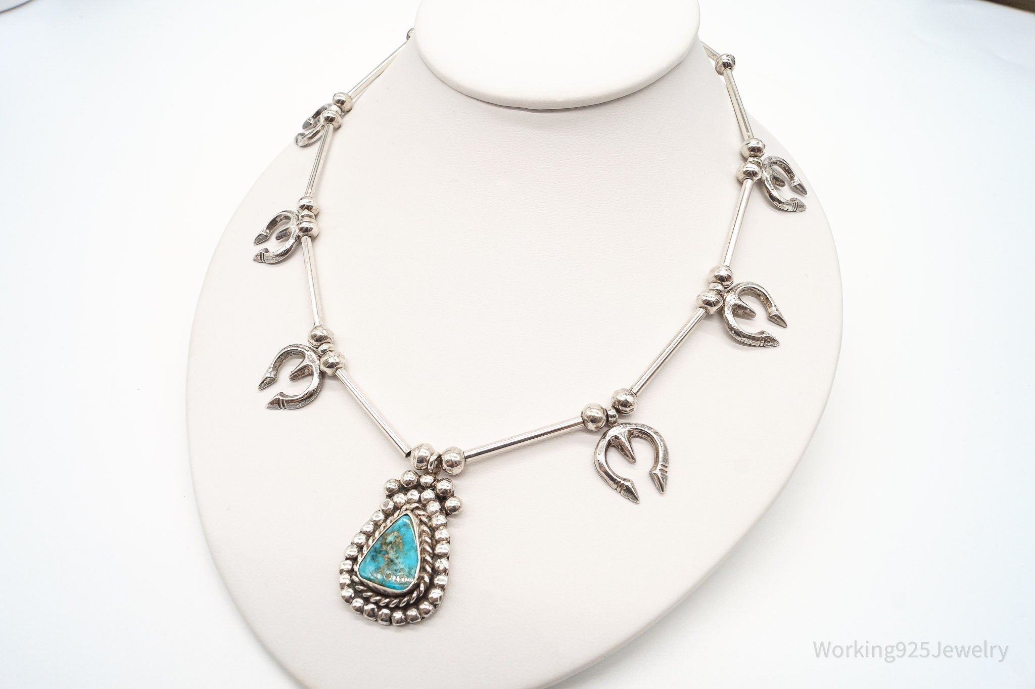 Vintage Native American Turquoise Silver Necklace | Jewelry > Necklaces > Pendants | Wiccan Center