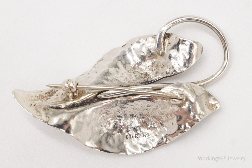Large Antique Sterling Silver Leaf Pin Brooch | Jewelry > Brooches, Pins & Clips | Wiccan Center