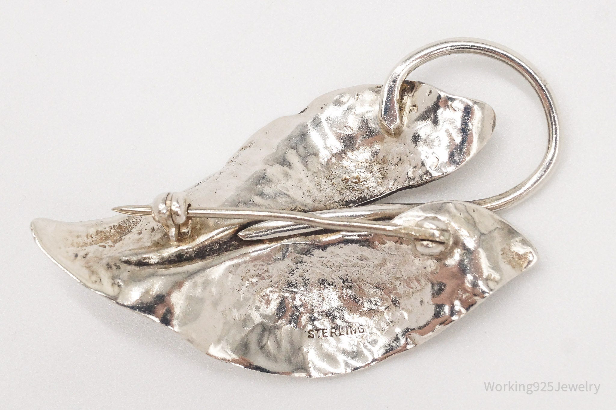 Large Antique Sterling Silver Leaf Pin Brooch | Jewelry > Brooches, Pins & Clips | Wiccan Center