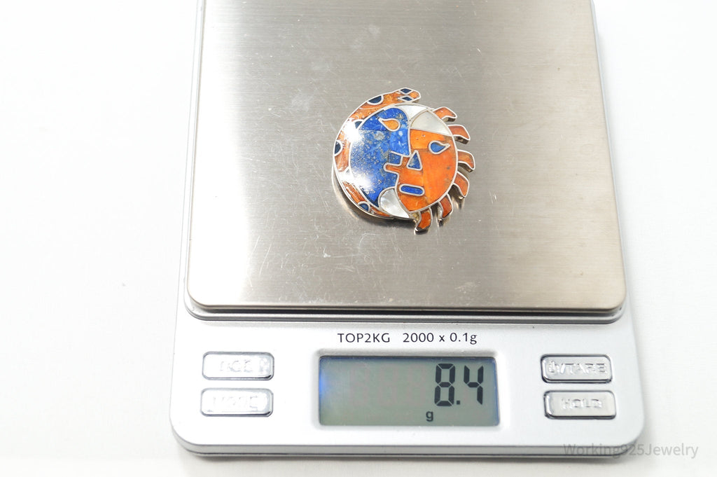 Vtg Large Handmade Mexico Sun Moon 950 Silver Southwestern Brooch Pendant | Jewelry > Necklaces > Pendants | Wiccan Center