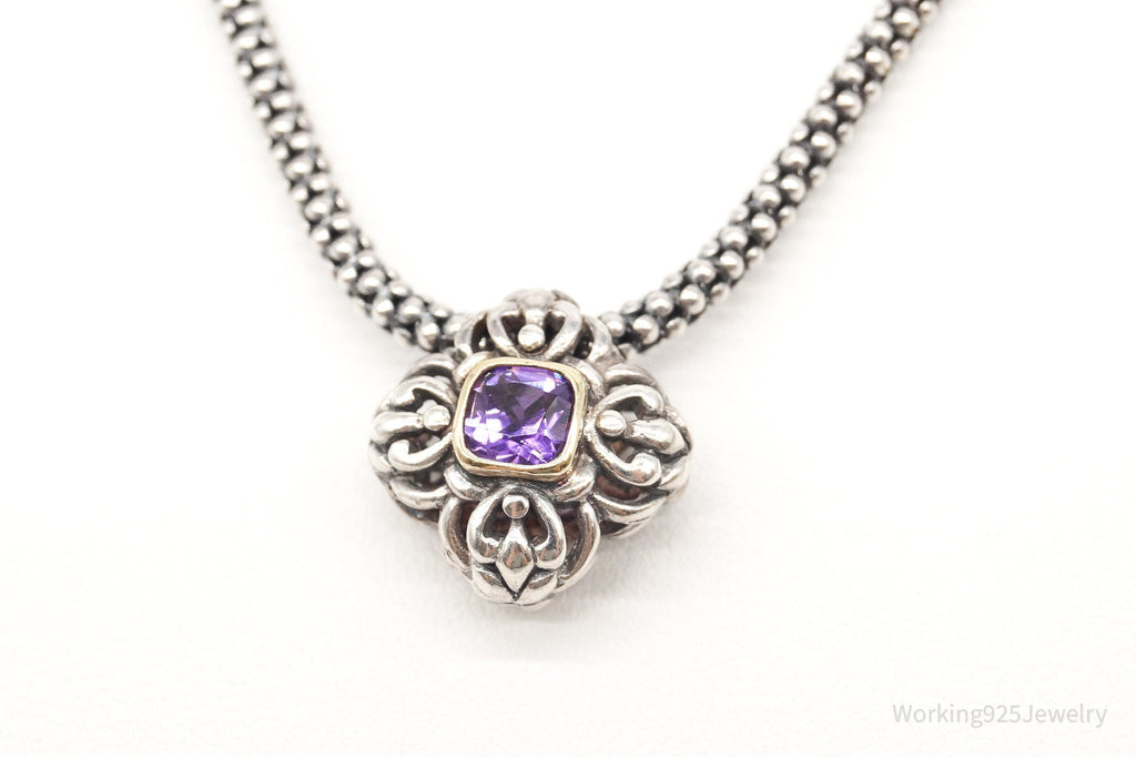Vintage Gold Vermeil Purple Cubic Zirconia Sterling Silver Necklace | Jewelry > Necklaces > Pendants | Wiccan Center