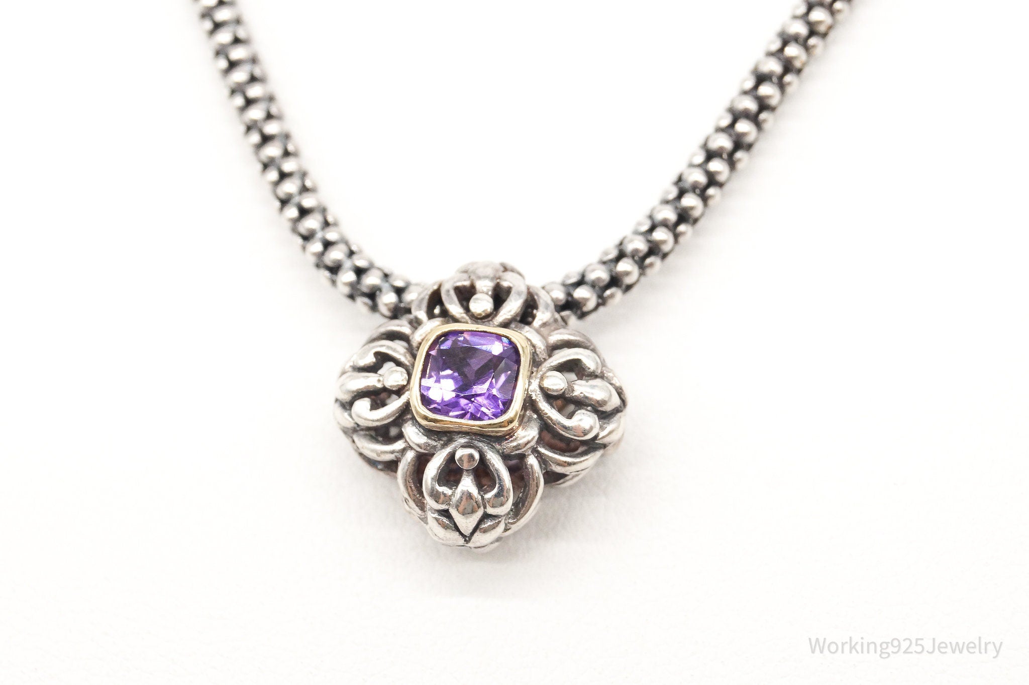 Vintage Gold Vermeil Purple Cubic Zirconia Sterling Silver Necklace | Jewelry > Necklaces > Pendants | Wiccan Center