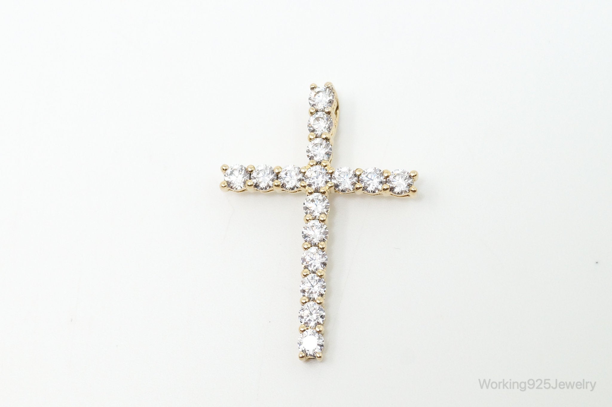 Vintage Cubic Zirconia Gold Vermeil Cross Sterling Silver Pendant | Jewelry > Necklaces > Pendants | Wiccan Center