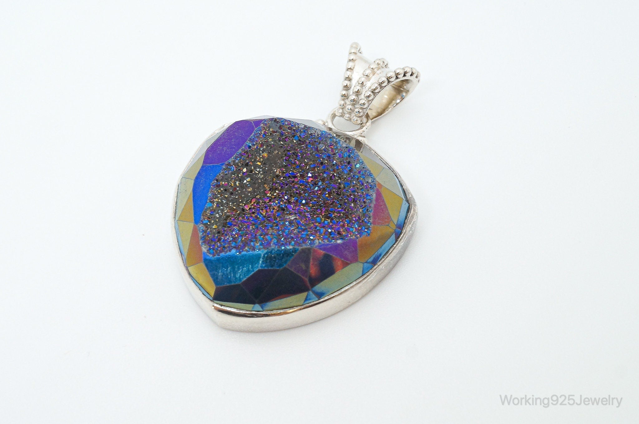 Vintage Large Druzy Quartz Sterling Silver Necklace Pendant | Jewelry > Necklaces > Pendants | Wiccan Center
