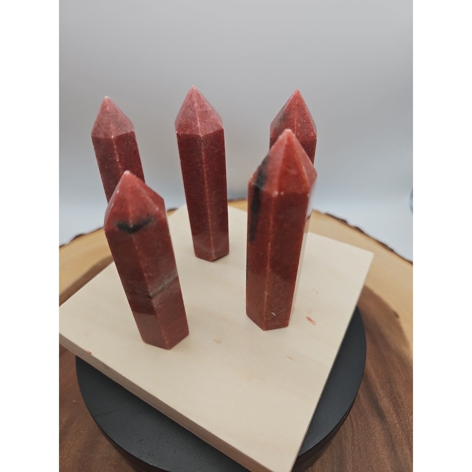 5pcs Avg .65 Natural Rhodonite Quartz Crystal Brazil | Mineral Specimens | Wiccan Center