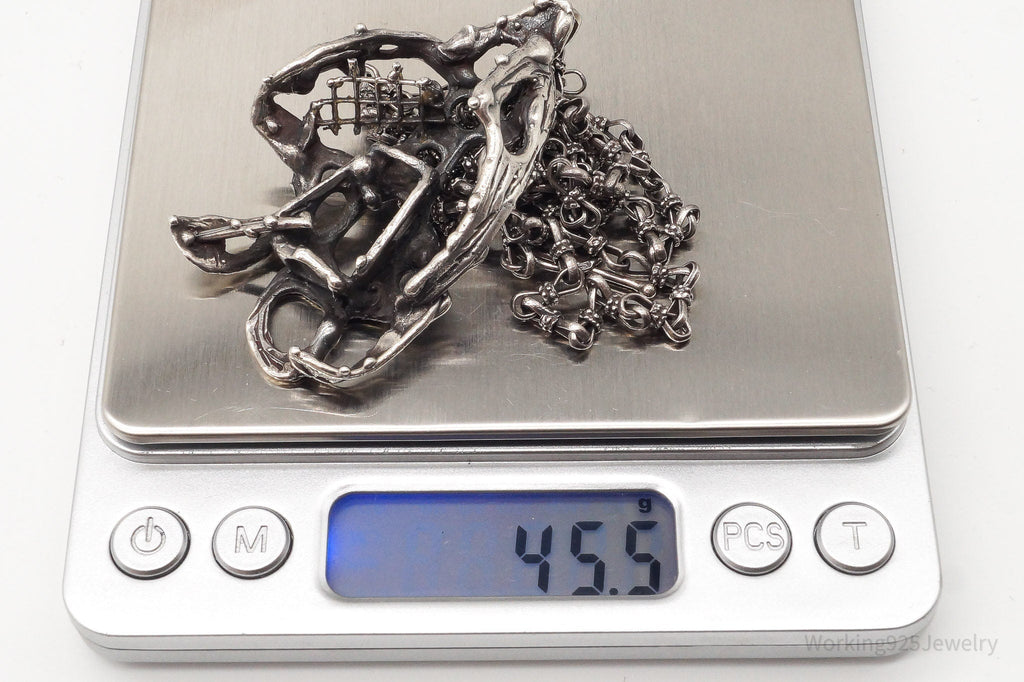 Vintage Brutalist Silver Toggle Necklace | Jewelry > Necklaces > Pendants | Wiccan Center