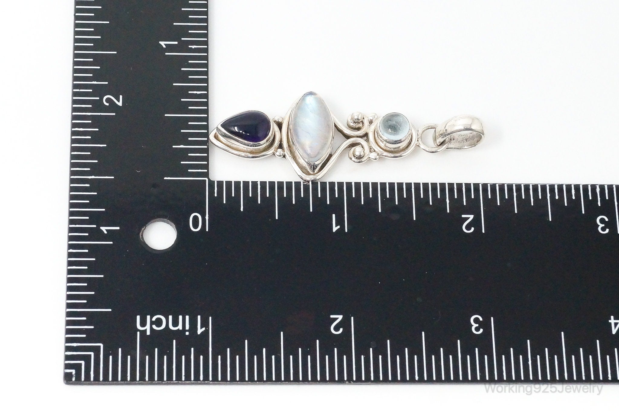 Vintage Blue Topaz Amethyst Moonstone Sterling Necklace Pendant | Jewelry > Necklaces > Pendants | Wiccan Center