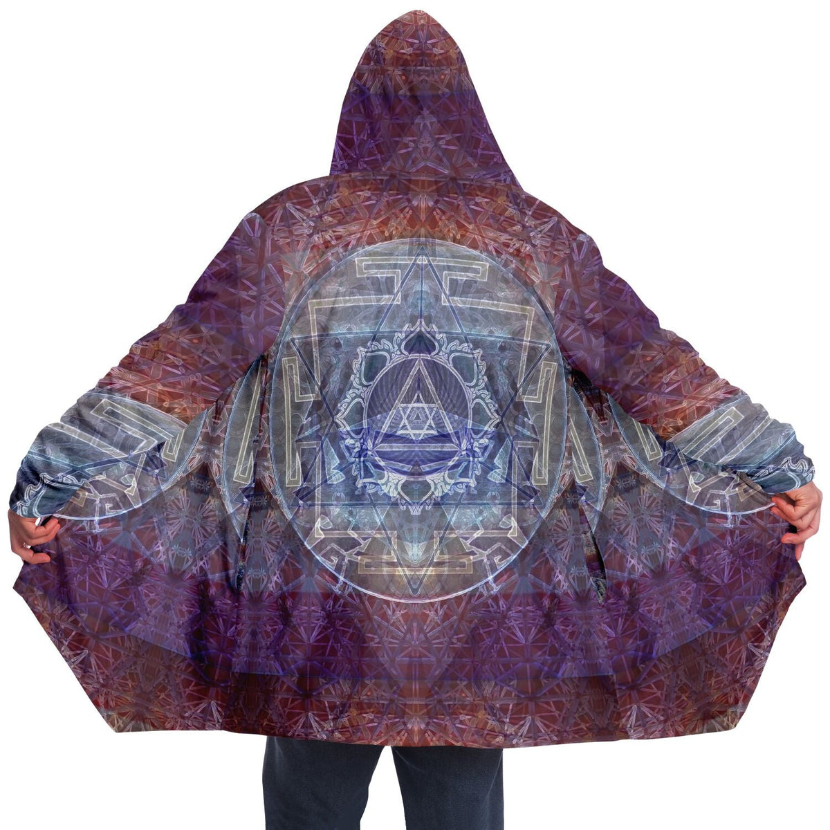 Sacred Violet Cuddle Cloak | Unisex Minky Sherpa Lined Hooded Coat | Women and Mens Festival Coat | Mountain Fashion | Microfleece Cloak - AOP | Wiccan Center