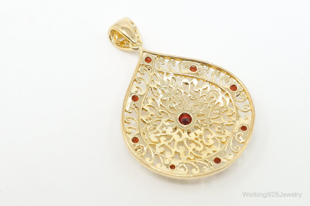 Designer Ross Simons Garnet Motif Gold Over Sterling Silver Pendant | Jewelry > Necklaces > Pendants | Wiccan Center