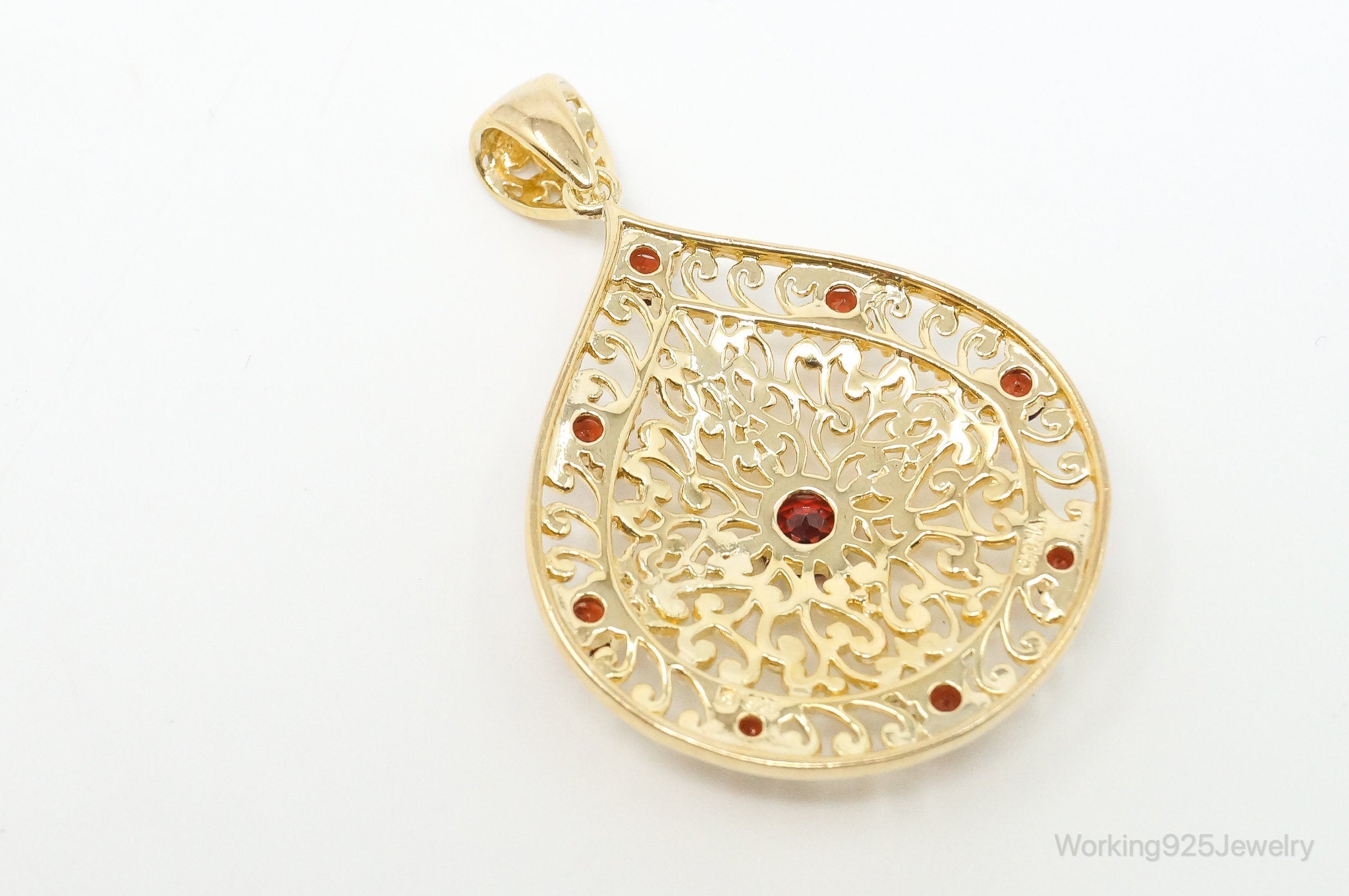 Designer Ross Simons Garnet Motif Gold Over Sterling Silver Pendant | Jewelry > Necklaces > Pendants | Wiccan Center