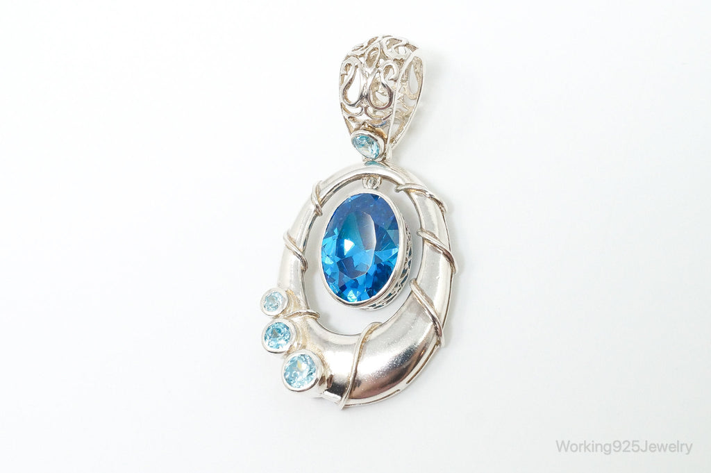 Vintage Art Deco Large Blue Topaz Sterling Silver Pendant | Jewelry > Necklaces > Pendants | Wiccan Center