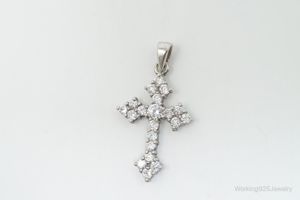Vintage Cubic Zirconia Cross Sterling Silver Necklace Pendant | Jewelry > Necklaces > Pendants | Wiccan Center