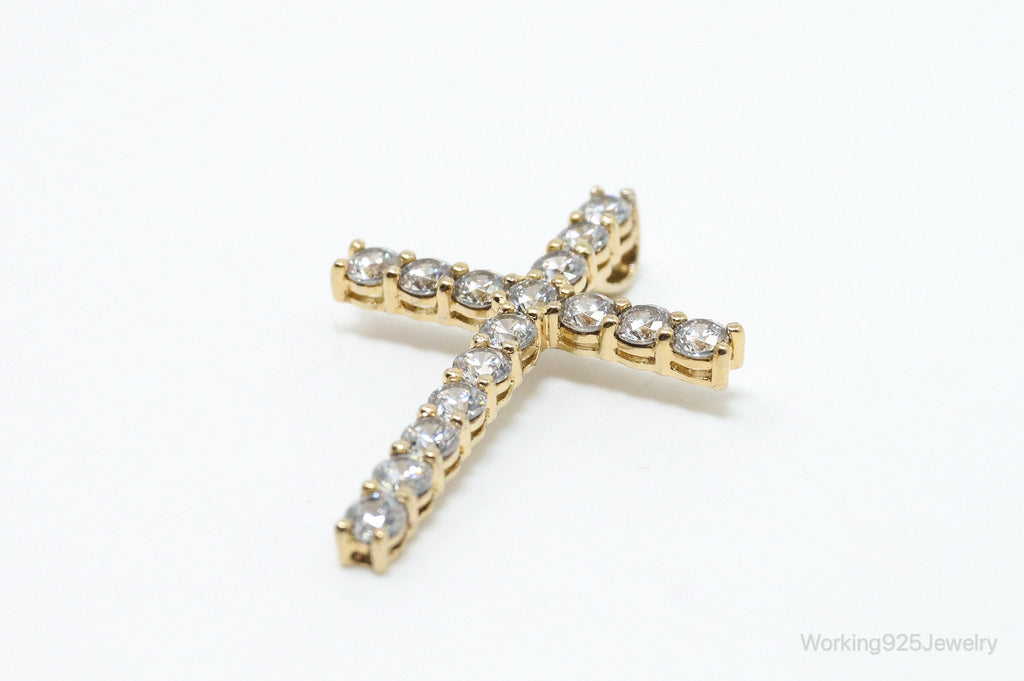 Vintage Cubic Zirconia Gold Vermeil Cross Sterling Silver Pendant | Jewelry > Necklaces > Pendants | Wiccan Center