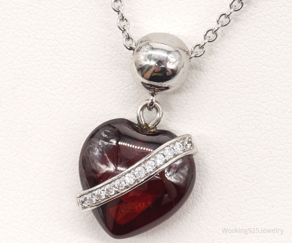 Vintage Designer RP Cubic Zirconia Glass Heart Sterling Silver Necklace | Jewelry > Necklaces > Pendants | Wiccan Center