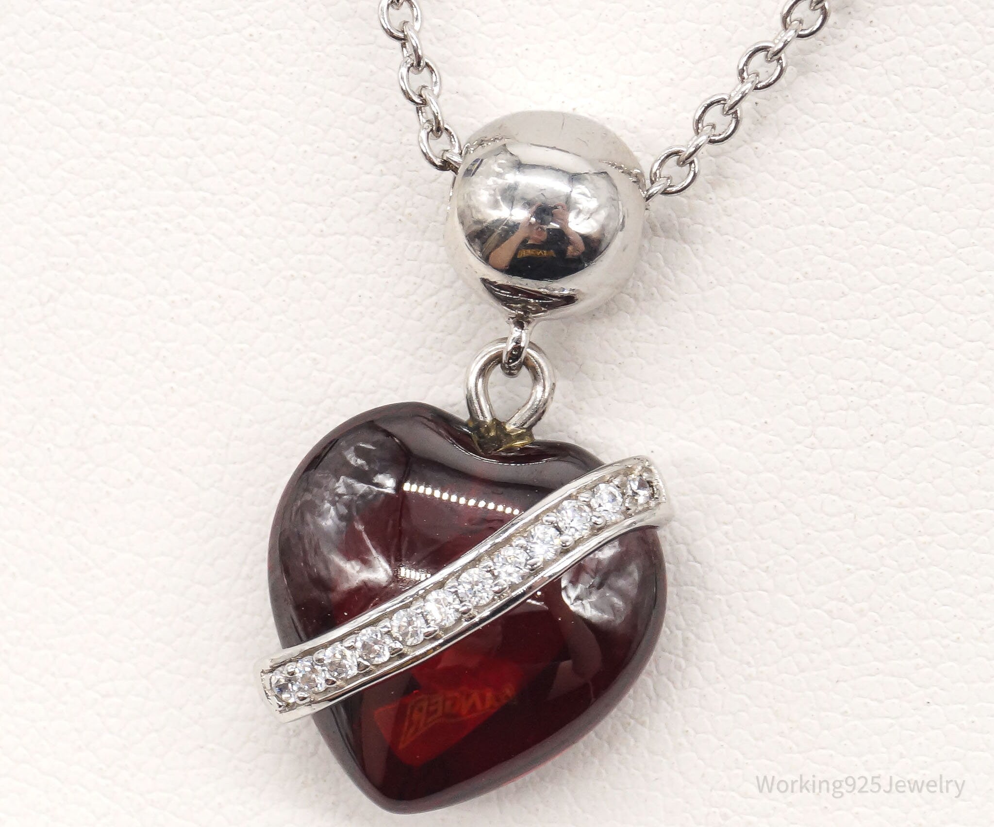 Vintage Designer RP Cubic Zirconia Glass Heart Sterling Silver Necklace | Jewelry > Necklaces > Pendants | Wiccan Center