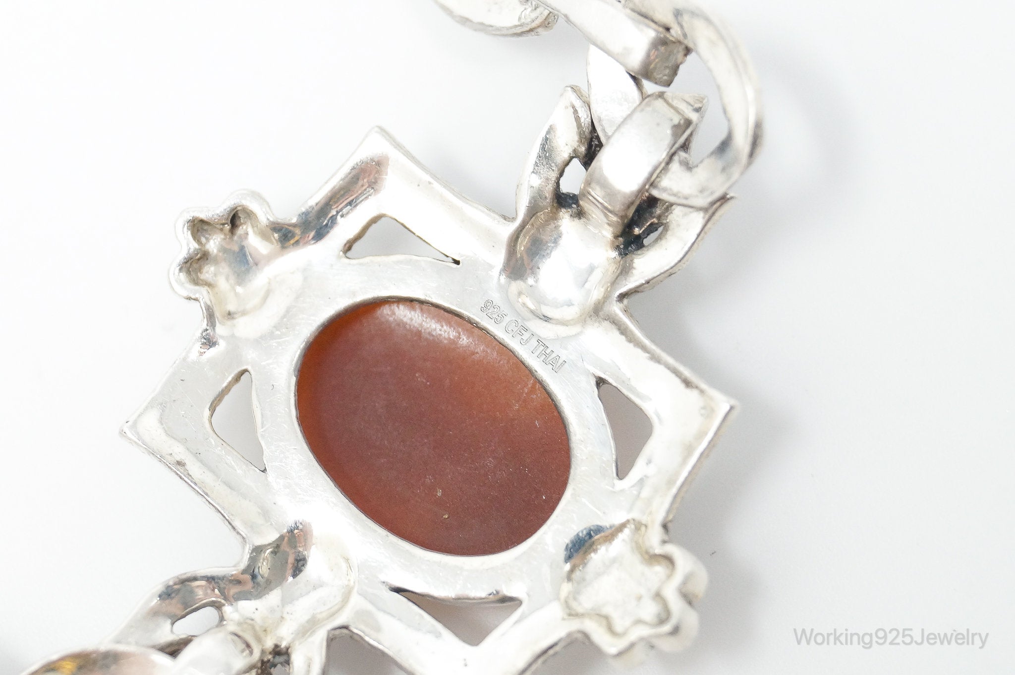 VTG Carved Cameo Shell Black Onyx Marcasite Sterling Silver Necklace | Jewelry > Necklaces > Pendants | Wiccan Center