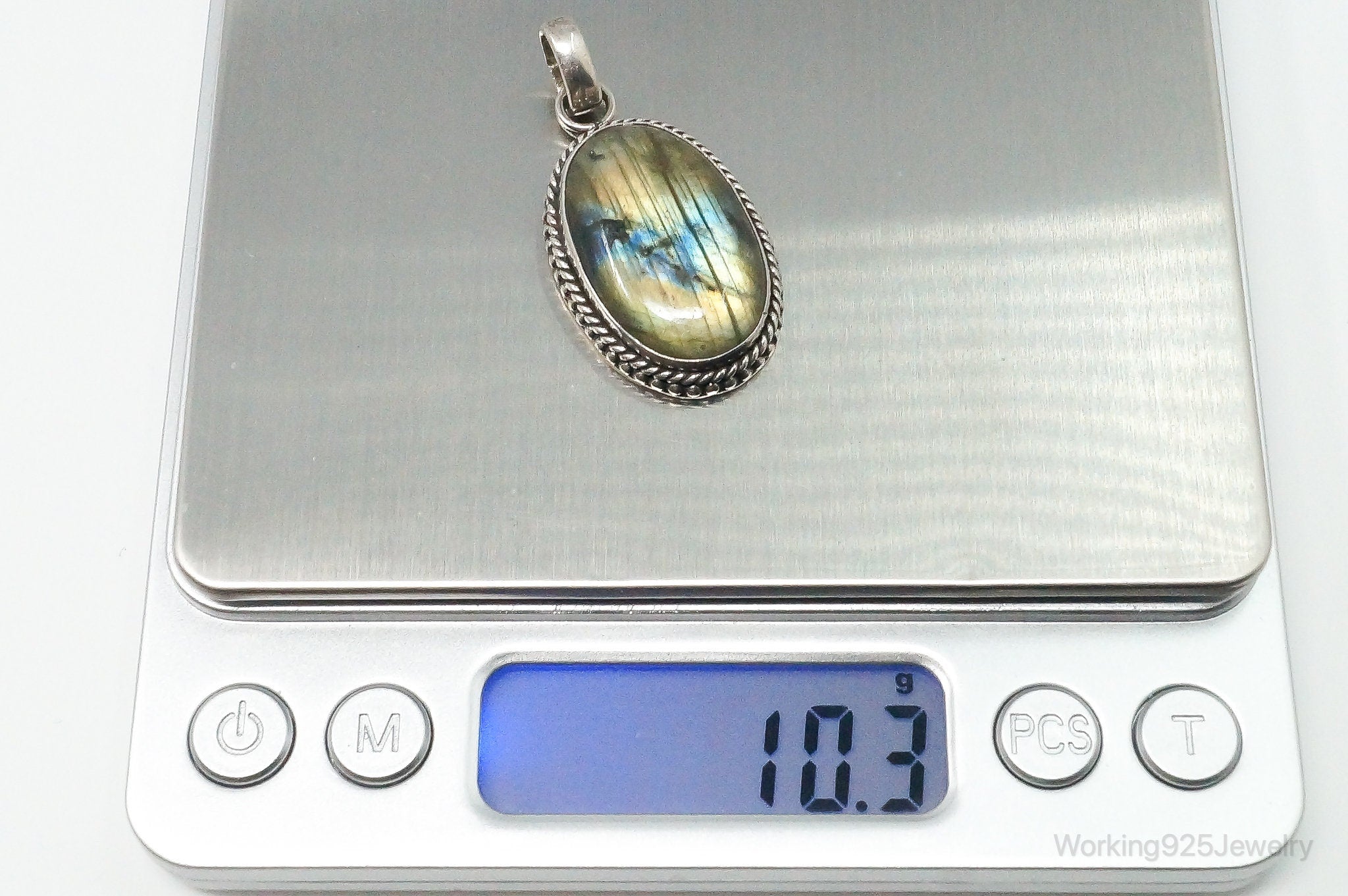 Vintage Large Labradorite Sterling Silver Necklace Pendant | Jewelry > Necklaces > Pendants | Wiccan Center