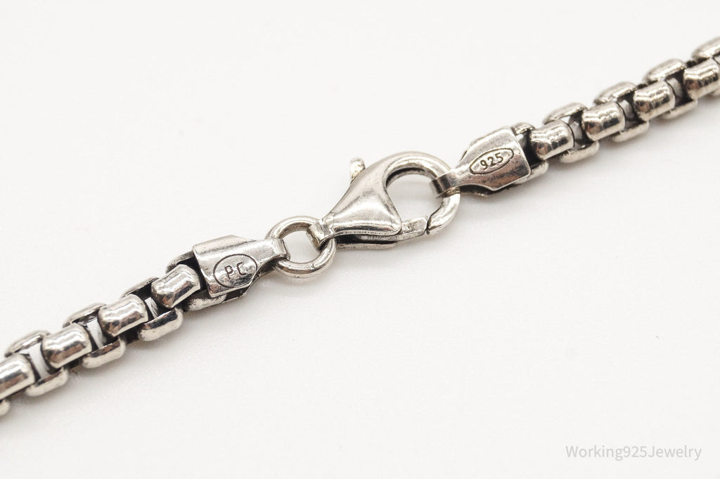 Vintage High Fashion Sterling Silver Puffy Box Chain Link Necklace | Jewelry > Necklaces > Pendants | Wiccan Center